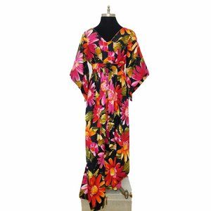 Vtg 60s Floral Kimono Sleeve Palazzo Pant Jump M